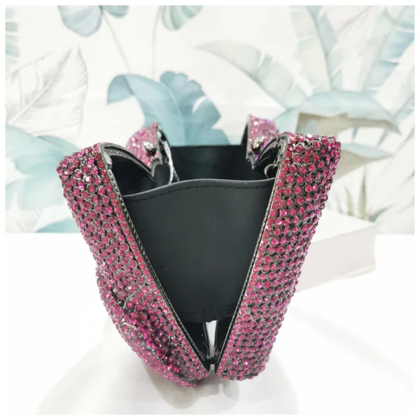 Bling Bling Mote Purple Rhinestone Sløyfe Metall Clutch Veske 2022 Aften