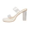 Summer Transparent Beige Street Wear Crystal Womens Sandals 2022 9 cm Thick Heels Open / Peep Toe Sandals High Heels