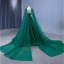 High End Vintage Dunkelgrün Handgefertigt Perlenstickerei Pailletten Ballkleider 2023 A Linie Eckiger Ausschnitt Ärmellos Rückenfreies Hof-Schleppe Ball Festliche Kleider