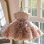 Schöne Rosa Perlenstickerei Perle Pailletten Plissee Kurze Geburtstag Blumenmädchenkleider 2025 Ballkleid Rundhalsausschnitt Ärmellos