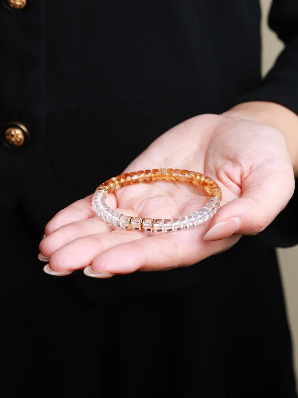 Chic / Beautiful Two Tone White Yellow Handmade  Natural Crystal Bracelet Accessories 2026