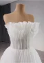 High-end White Flower Pleated Wedding Dresses 2024 Ball Gown Strapless Sleeveless Backless Cathedral Train Tulle Wedding