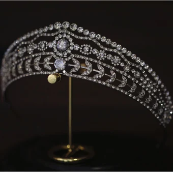 Sjarmerende Sølv Rhinestone Zirkon Bryllup Tiara 2022 Legering Har Tilbehor Har Tilbehor Tiara