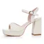 Sexy Beige Perle Brautschuhe 2025 Knöchelriemen 9 cm Thick Heels Peeptoes Hochzeit Sandaletten
