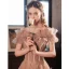 Elegant Nude Prom Dresses 2022 A-Line / Princess Ruffle Off-The-Shoulder Short Sleeve Backless Beading Sequins Floor-Length / Long Prom Formal Dresses