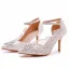 Élégant Blanche Faux Diamant En Dentelle Fleur Chaussure De Mariée 2023 8 cm Talons Aiguilles Bride Cheville À Bout Pointu Mariage Talons Hauts