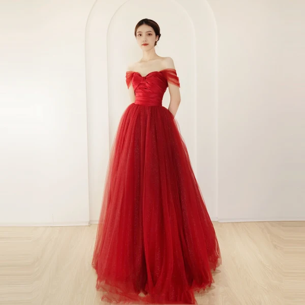 Chic / Belle Rouge Robe De Bal 2024 Princesse De l'épaule Sans Manches Dos Nu Longue Promo Robe De Ceremonie
