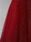 Bling Bling Burgundy Beading Sequins Evening Dresses 2026 A-Line / Princess Spaghetti Straps Sleeveless Backless Sweep Train