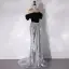 Sexy Schwarz Pailletten Abendkleider 2024 Ballkleid Off Shoulder Kurze Ärmel Rückenfreies Sweep / Pinsel Zug Abend Festliche Kleider
