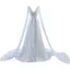 High End Weiß Perlenstickerei Pailletten Brautkleider / Hochzeitskleider 2022 A Linie Stoffgürtel V-Ausschnitt Lange Ärmel Rückenfreies Hof-Schleppe Hochzeit