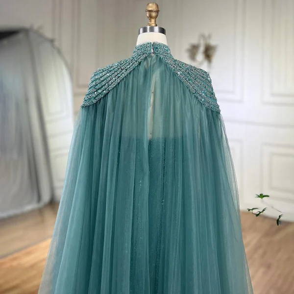 High-end Caramel Handmade  Beading Sequins Prom Dresses 2024 Trumpet / Mermaid High Neck Sleeveless Backless Sweep Train Prom Formal Dresses