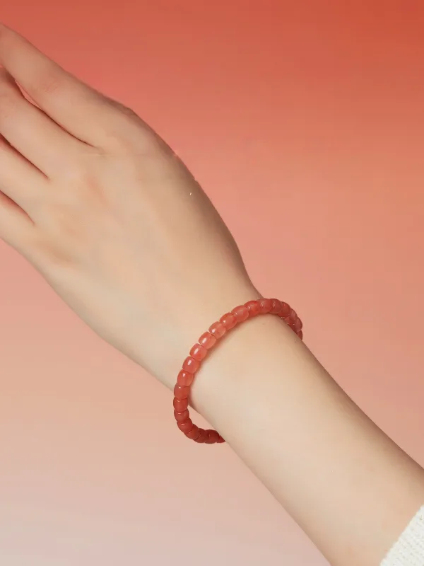 Chic / Beautiful Gradient-Color Red Handmade  Agate Bracelet Accessories 2025