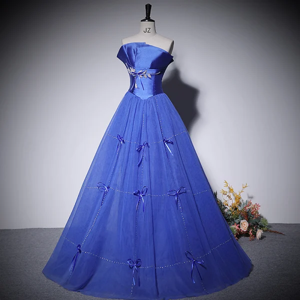 Elegant Black Pearl Bow Prom Dresses 2022 A-Line / Princess Strapless Sleeveless Backless Floor-Length / Long Prom Formal Dresses