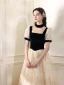Bling Bling Black Sequins Prom Dresses 2024 A-Line / Princess Square Neckline Short Sleeve Backless Floor-Length / Long Prom Formal Dresses