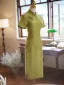 Chinese style Clover Green Summer Tea-length Cheongsam Trumpet / Mermaid 2024 High Neck Short Sleeve