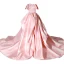 High-end Fashion Candy Pink Satin Cascading Ruffles Prom Dresses 2022 Strapless Sleeveless Backless Royal Train Prom Formal Dresses