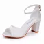 Schöne Weiß Freizeit Sandalen Damen 2024 Knöchelriemen 7 cm Thick Heels Peeptoes Sandaletten Hochhackige