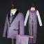 Fashion Bling Bling Purple 5-piece Glitter Rhinestone Long Sleeve Boys Wedding Suits 2025