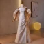 Fashion White Split Front Prom Dresses 2024 A-Line / Princess Off-The-Shoulder Sleeveless Backless Floor-Length / Long Prom Formal Dresses