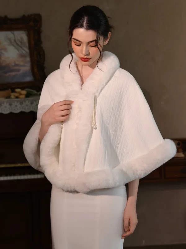 Vintage / Retro White Suede Prom Shawls 2025