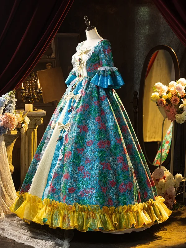 Medieval Vintage / Retro Multi-Colors Sequins Bow Cosplay Lolita Prom Dresses 2024 Ball Gown Scoop Neck 1/2 Sleeves Backless Floor-Length / Long Medieval Vintage / Retro Multi-Colors Sequins Bow Cosplay Lolita Prom Dresses 2024 Ball Gown Scoop Neck 1/2 Sleeves Backless Floor-Length / Long