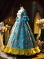 Medieval Vintage / Retro Multi-Colors Sequins Bow Cosplay Lolita Prom Dresses 2024 Ball Gown Scoop Neck 1/2 Sleeves Backless Floor-Length / Long Formal Dresses