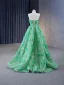Haut de Gamme Charmant Vert Cendré Perlage Paillettes Appliques Robe De Bal 2023 Princesse Bretelles Spaghetti Sans Manches Dos Nu Train De Balayage Promo Robe De Ceremonie