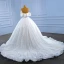 Best Charming White Beading Pearl Sequins Wedding Dresses 2022 Ball Gown Strapless Sleeveless Backless Sash Chapel Train Wedding