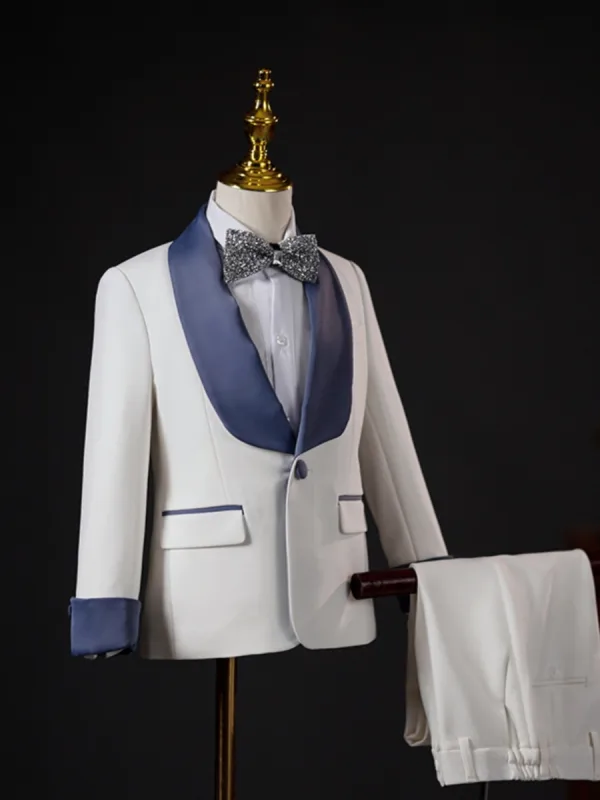 Fashion Ivory 4-piece Prom Boys Wedding Suits 2023 Coat Pants Shirt Tie
