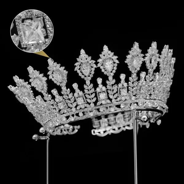High-end Silver Rhinestone Zirkon Bröllop Krona 2024 Brud Huvudbonad