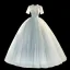 Élégant Vert Cendré Paillettes Robe De Bal 2023 Robe Boule Col Haut Manches Courtes Longue Promo Robe De Ceremonie