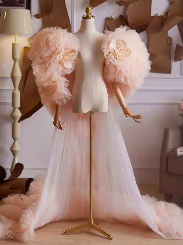 Luxury / Gorgeous Blushing Pink Handmade  Flower Evening Party Jackets & wraps shawl 2025