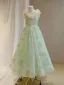 Modest / Simple Sage Green Appliques Birthday Flower Girl Dresses 2024 A-Line / Princess Scoop Neck Sleeveless Backless Floor-Length / Long Tulle