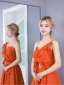 Mode Orange Satin Robe De Bal 2023 Princesse Bretelles Spaghetti Noeud Sans Manches Dos Nu Longue Promo Robe De Ceremonie