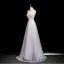Charming Lavender Beading Appliques Sequins Prom Dresses 2025 A-Line / Princess High Neck Sleeveless Backless Floor-Length / Long Formal Dresses