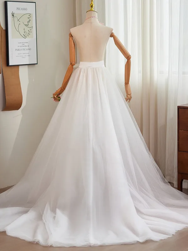Modest / Simple White Tulle Evening Party Prom shawl Jackets & wraps 2024