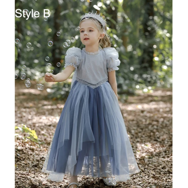 Chic / Beautiful Sky Blue Sequins Birthday Flower Girl Dresses 2023 A-Line / Princess High Neck Floor-Length / Long Tulle Flower Girl Dresses