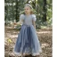 Chic / Beautiful Sky Blue Sequins Birthday Flower Girl Dresses 2023 A-Line / Princess High Neck Floor-Length / Long Tulle Flower Girl Dresses
