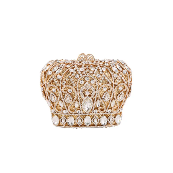 Fabuleux Doré Faux Diamant Métal Soirée Couronner Pochette 2022