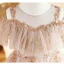 Bling Bling Blushing Pink Beading Star Sequins Birthday Flower Girl Dresses 2023 Ball Gown Scoop Neck Short Sleeve Backless Floor-Length / Long Flower Girl Dresses