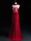 Exquis Rouge Jacquard Robe De Soirée 2026 Princesse Bustier Sans Manches Dos Nu