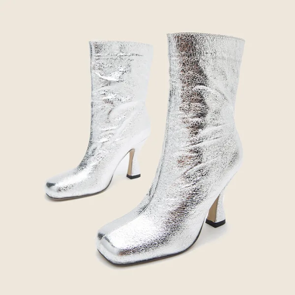 Glitzernden Lindgrün Cocktail Stiefel Damen 2022 9 cm Stilettos Quadratische Zehe Stiefel