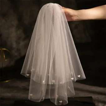 Simple Blanche Forme De Coeur Tulle Voile De Mariée 2025