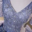 Bling Bling Elegant Ocean Blue Sequins Prom Dresses 2023 Ball Gown V-Neck Short Sleeve Backless Floor-Length / Long Prom Formal Dresses