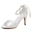 Élégant Blanche Perle Noeud Bride Cheville Chaussure De Mariée 2026 8 cm Talons Aiguilles Peep Toes / Bout Ouvert Mariage Sandales Talons Hauts