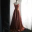 Sexy Coffee Beach Holiday Casual Prom Dresses 2024 A-Line / Princess Spaghetti Straps Sleeveless Backless X-Strap Floor-Length / Long Formal Dresses
