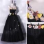 Classic Black Lace Flower Prom Dresses 2022 A-Line / Princess Spaghetti Straps Sleeveless Backless Floor-Length / Long Prom Formal Dresses