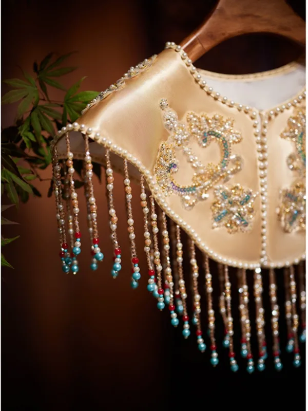Chinese style Champagne Handmade  Beading Sequins Prom shawl 2025