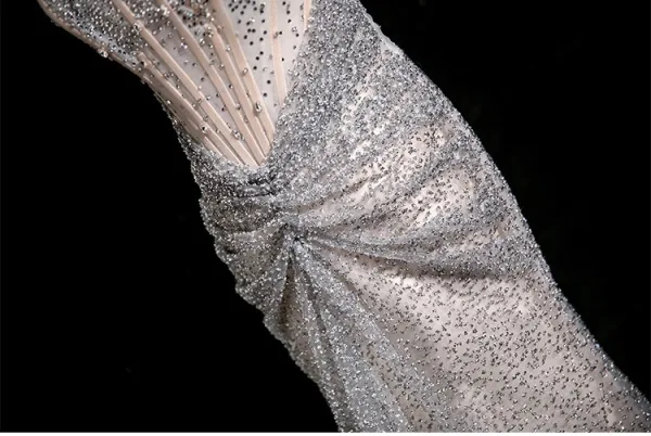 Charming Sparkly Silver Handmade Beading Sequins Evening Dresses 2025 Trumpet / Mermaid Off-The-Shoulder Short Sleeve Backless Floor-Length / Long Evening Party Formal Dresses