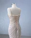 Luxe Scintillantes Champagne Fait main Perlage Faux Diamant Paillettes Robe De Mariée 2024 Trompette / Sirène Bretelles Spaghetti Sans Manches Dos Nu Chapel Train Mariage